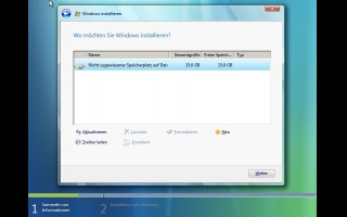 Installation Windows Vista Schritt 2