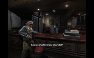 Die Bar, mit Opa und Jen hinter der Theke.