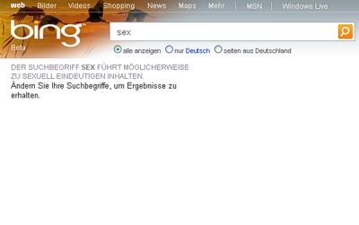 Kein Sex bei Microsofts Bing